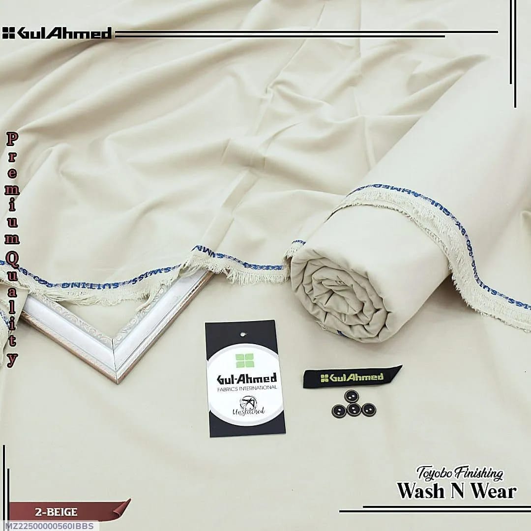 Men’s Off White Wash & Wear Plain Suit – Unstitched All Season Fabric