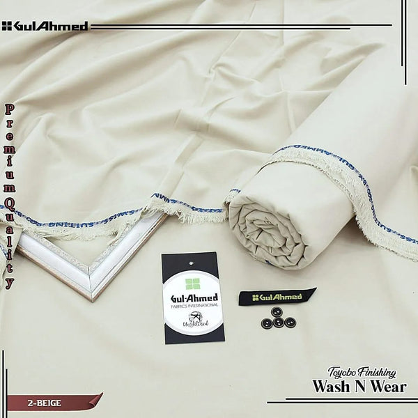 Men’s Off White Wash & Wear Plain Suit – Unstitched All Season Fabric
